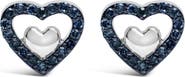 Haus of Brilliance Silver 1/6 Cttw Diamond Open Double Heart Stud Earrings