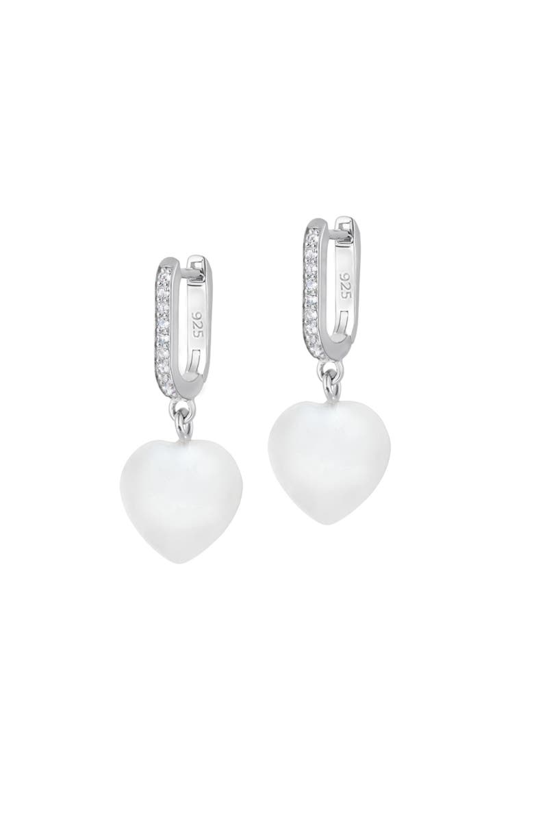 Donatello Gian Sterling Silver Pearl Heart Earrings, Main, color, Silver