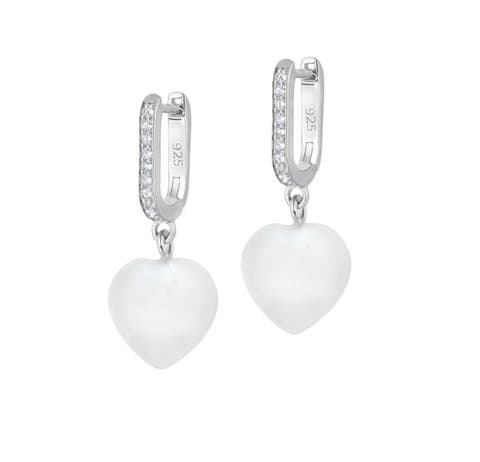 Sterling Silver Pearl Heart Earrings