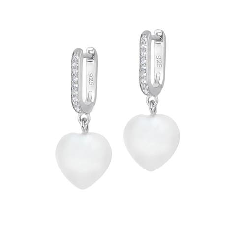 Donatello Gian Sterling Silver Pearl Heart Earrings In Silver