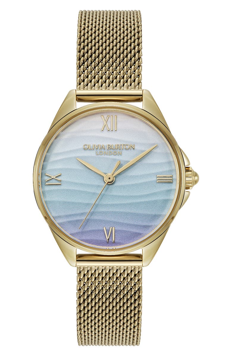 Olivia Burton Azure Mesh Strap Watch, 30mm, Main, color, Gold
