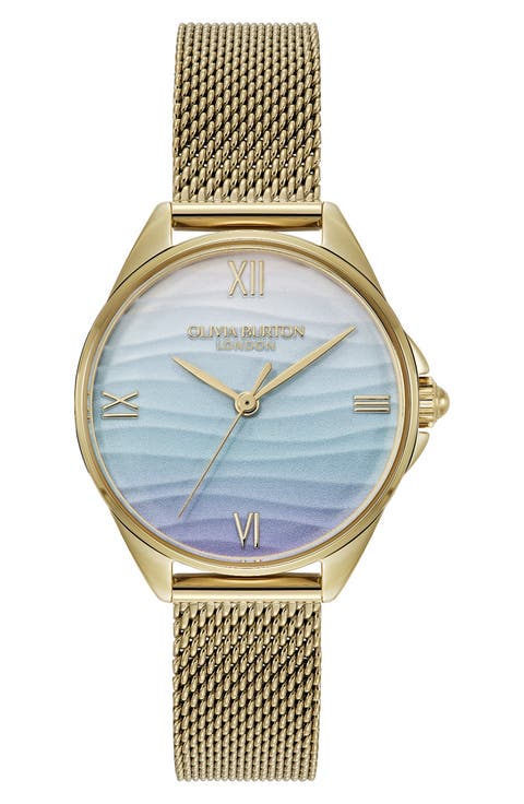 Azure Mesh Strap Watch, 30mm