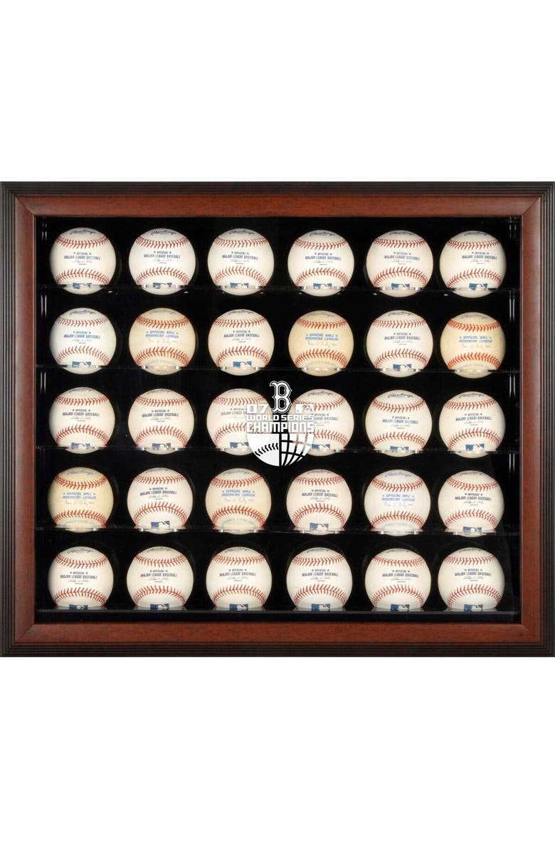 FANATICS AUTHENTIC Boston Red Sox 2007 World Series Champions Logo Brown Framed 30-Ball Display Case, Main, color,
