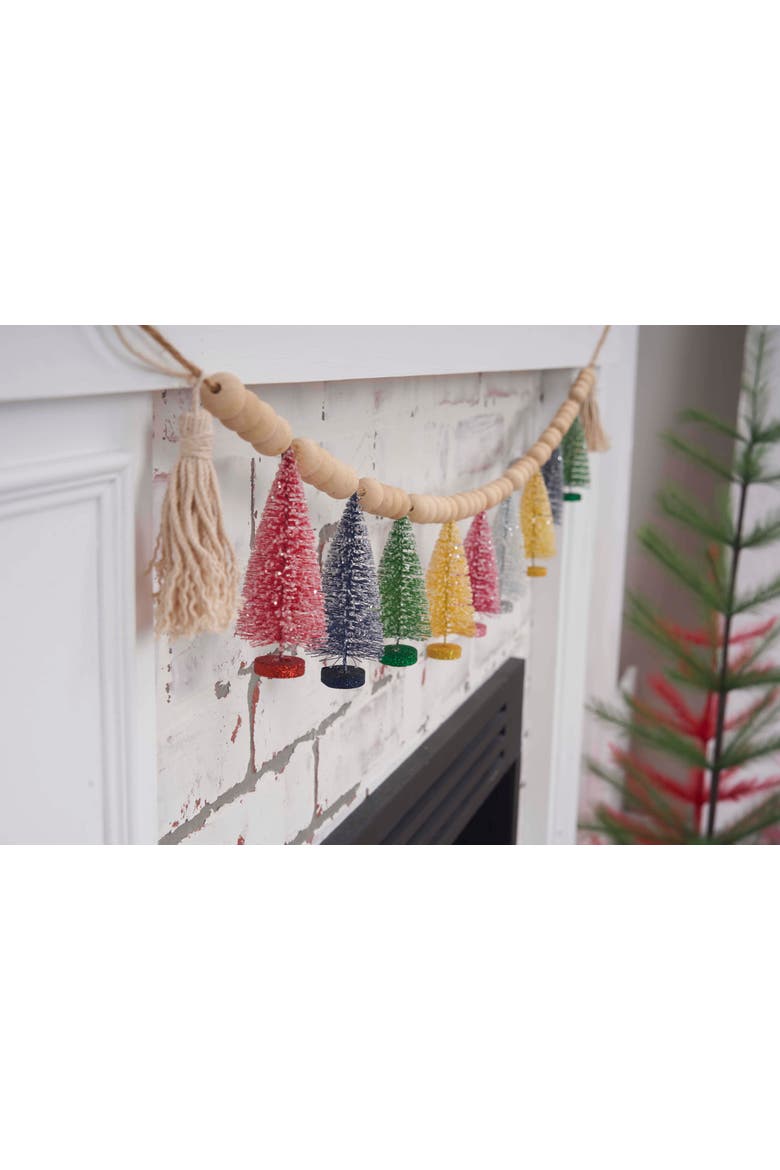 Color Bottle Brush Tree Garland, Alternate, color, Red