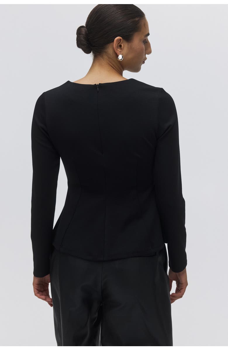 H&M Jersey Peplum Top, Alternate, color, Black