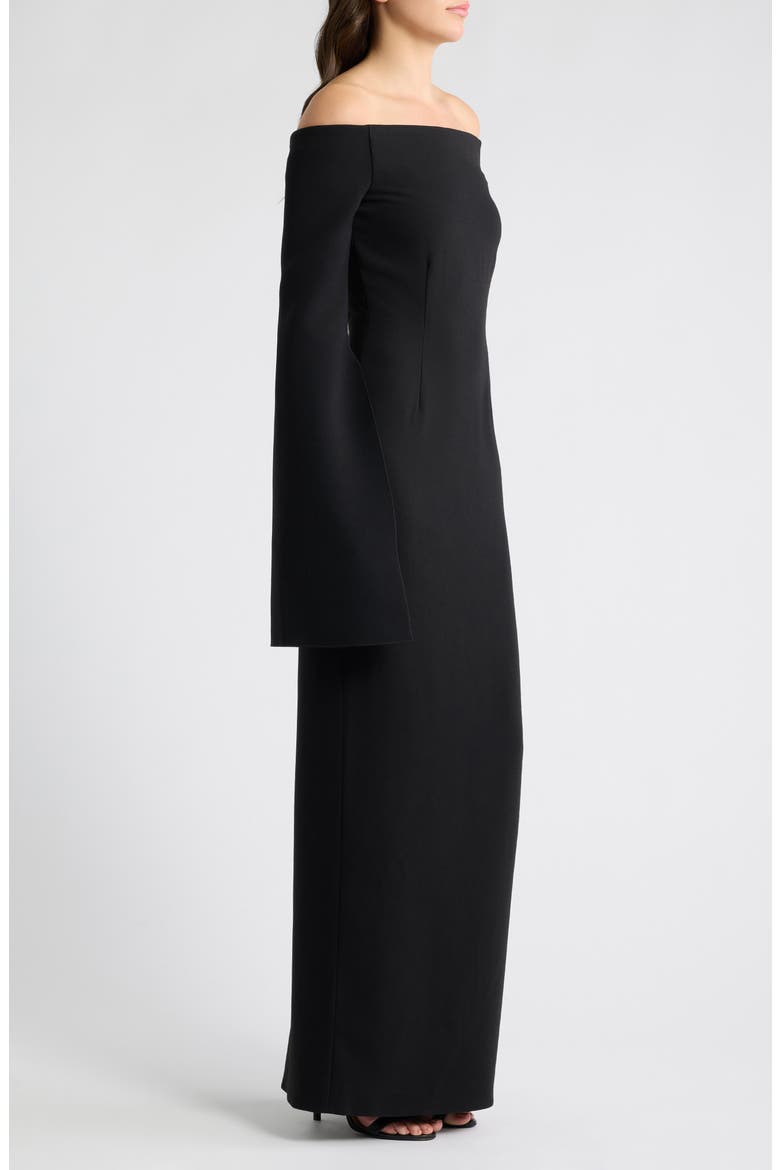 Marcella Fluted Sleeve Maxi Dress, Alternate, color, BLACK