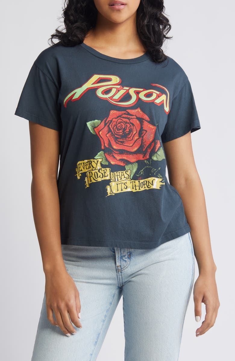 Daydreamer Poison Every Rose Cotton Graphic T-Shirt, Main, color, Vintage Black