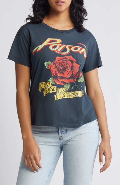 Poison Every Rose Cotton Graphic T-Shirt