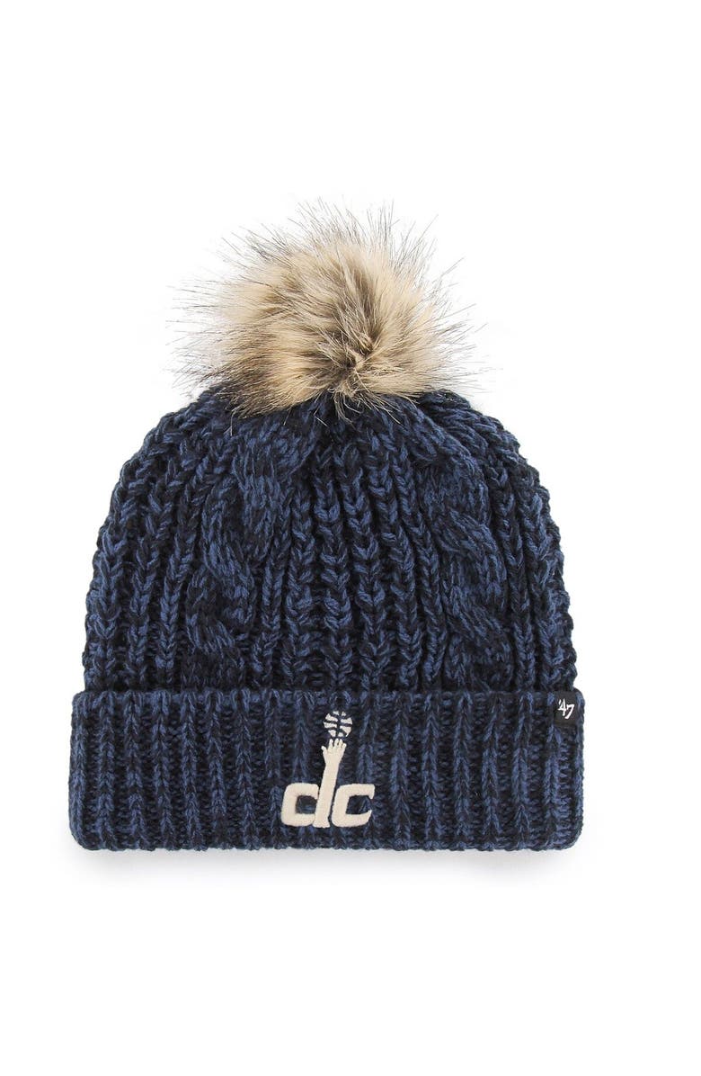'47 Women's '47 Navy Washington Wizards Meeko Cuffed Knit Hat with Pom, Main, color, Navy
