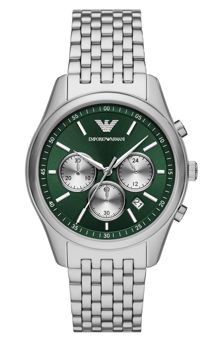 Emporio Armani Antonio Chronograph Bracelet Watch, 41mm, Main, color, Silver