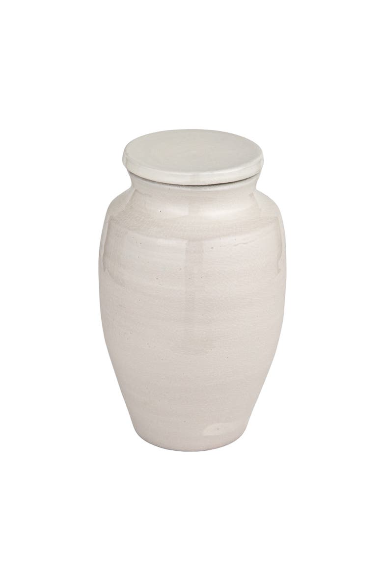 Medium Round Terracotta Cachepot with Cover Lid, White, Main, color, White