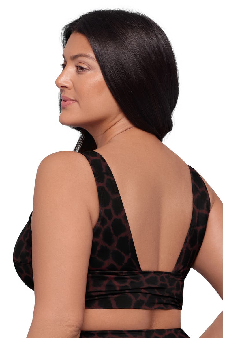 Supportive and Sculpting Cinched Adjustable Midkini Swimsuit Top, Alternate, color, Giraffe Sangria