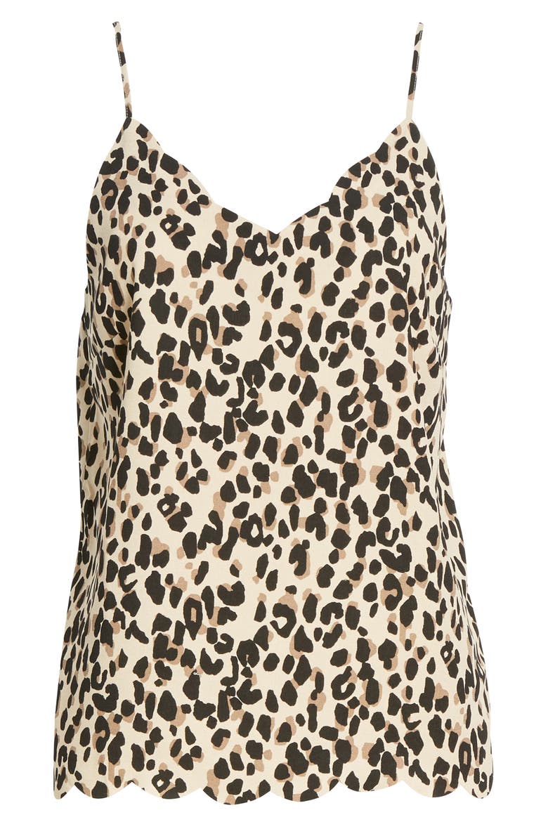 Scallop Detail Camisole, Main, color, TAN ABSTRACT ANIMAL PRINT