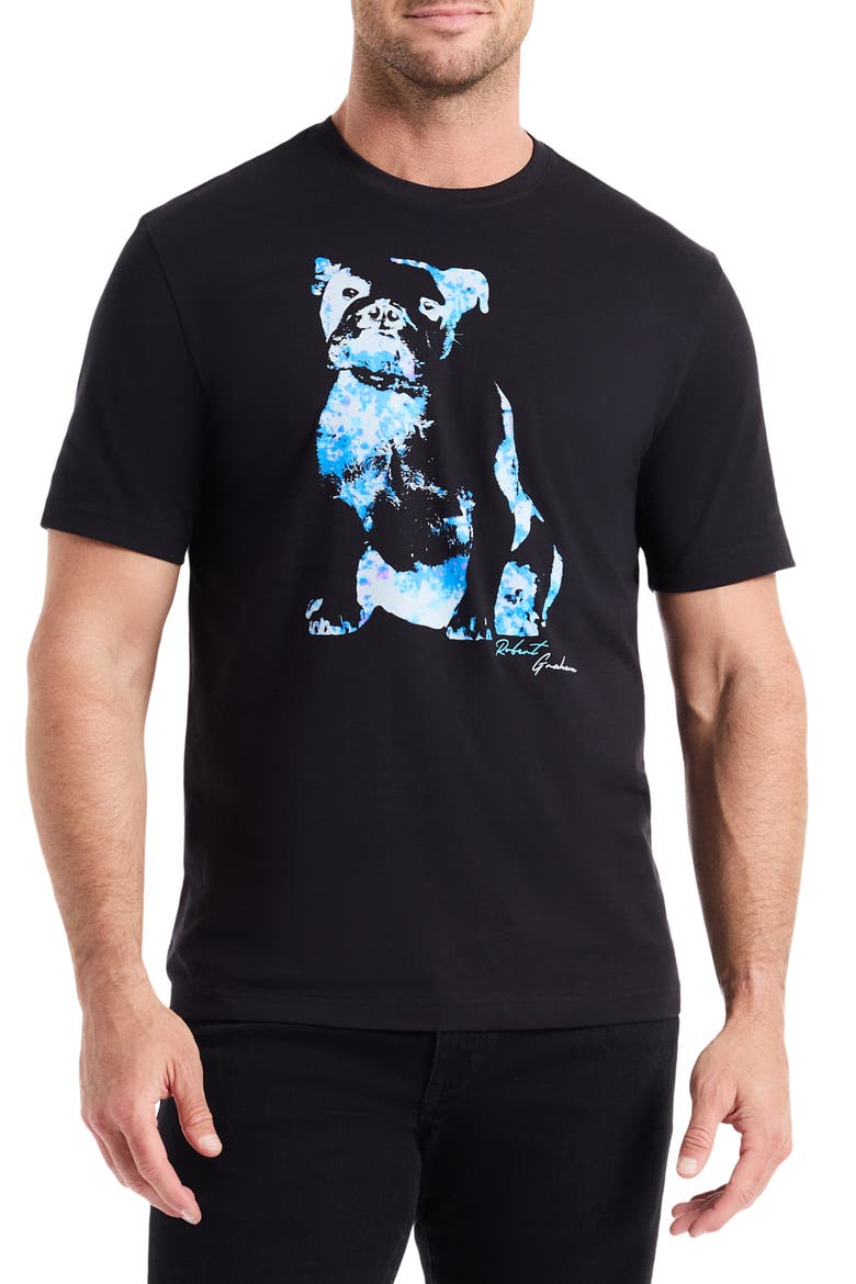 Neon Dog Knit Graphic T-Shirt, Main, color, BLACK