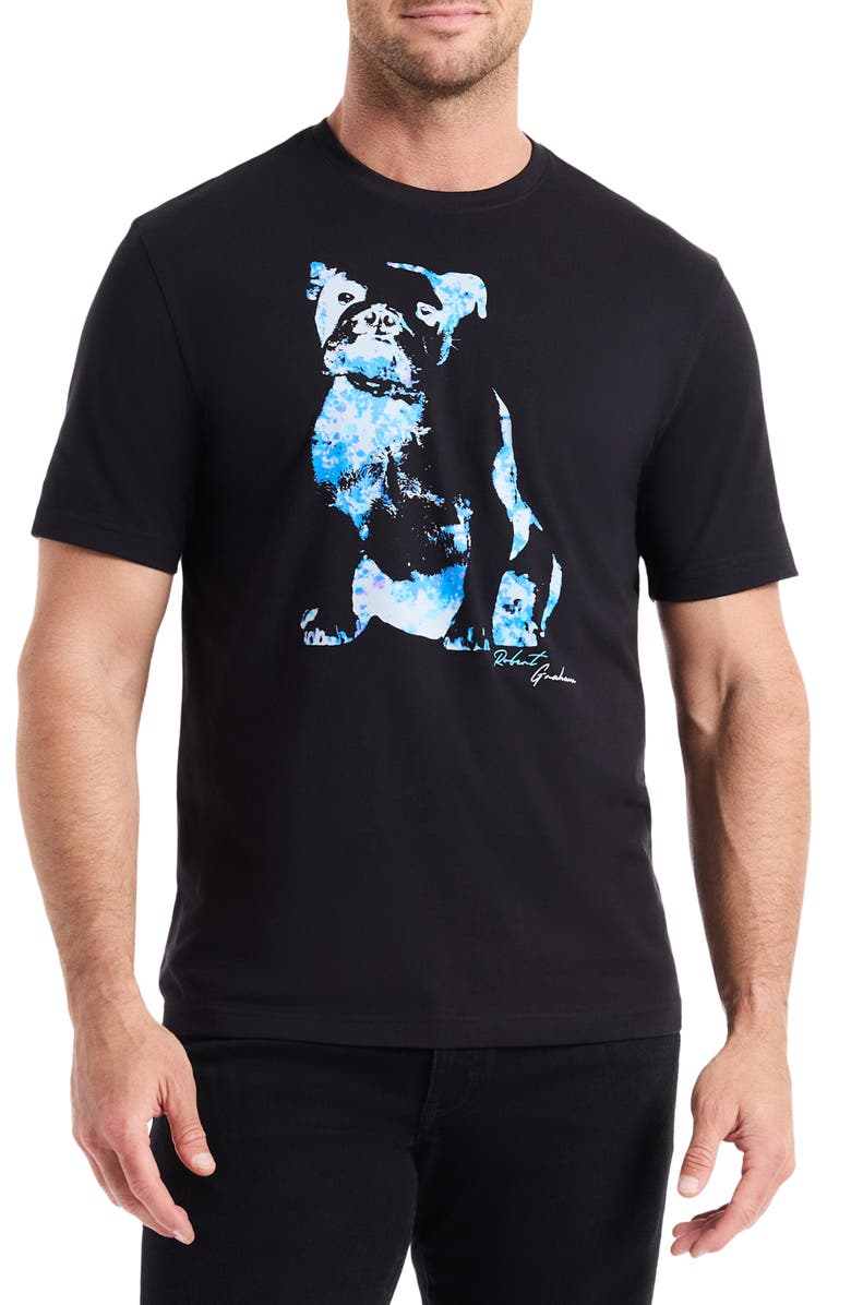 Robert Graham Neon Dog Knit Graphic T-Shirt, Main, color, Black