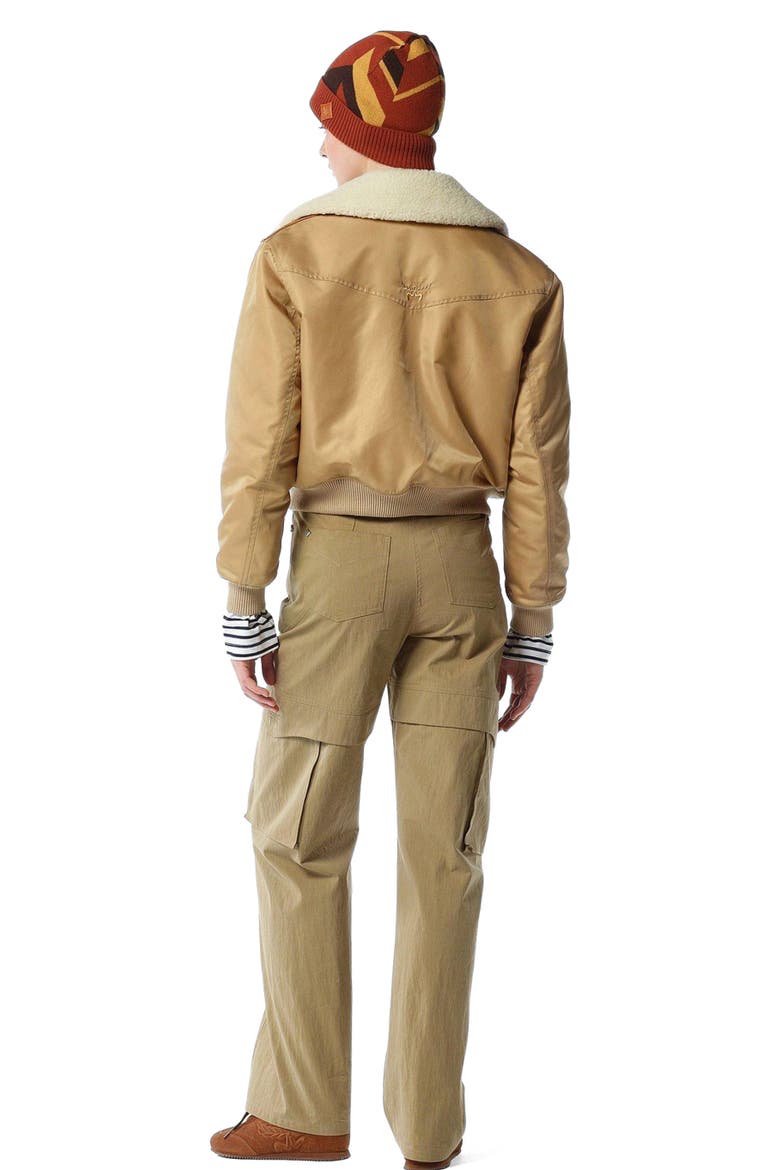 Aviator Jacket in Shearling and ECONYL®, Alternate, color, Beige