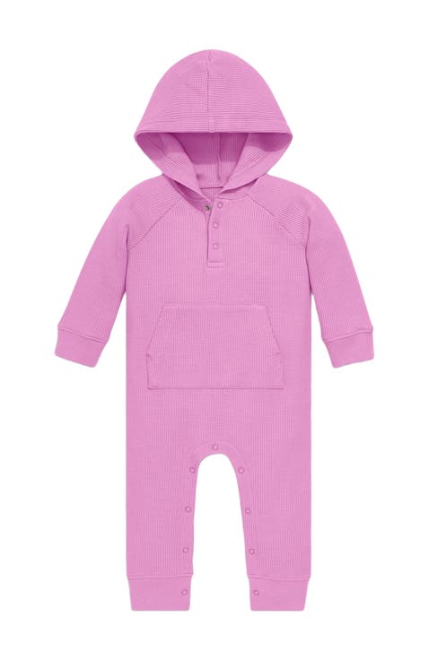 Baby Heathered Waffle Henley Romper