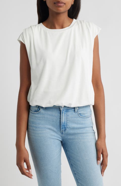 Pleated Cap Sleeve T-Shirt
