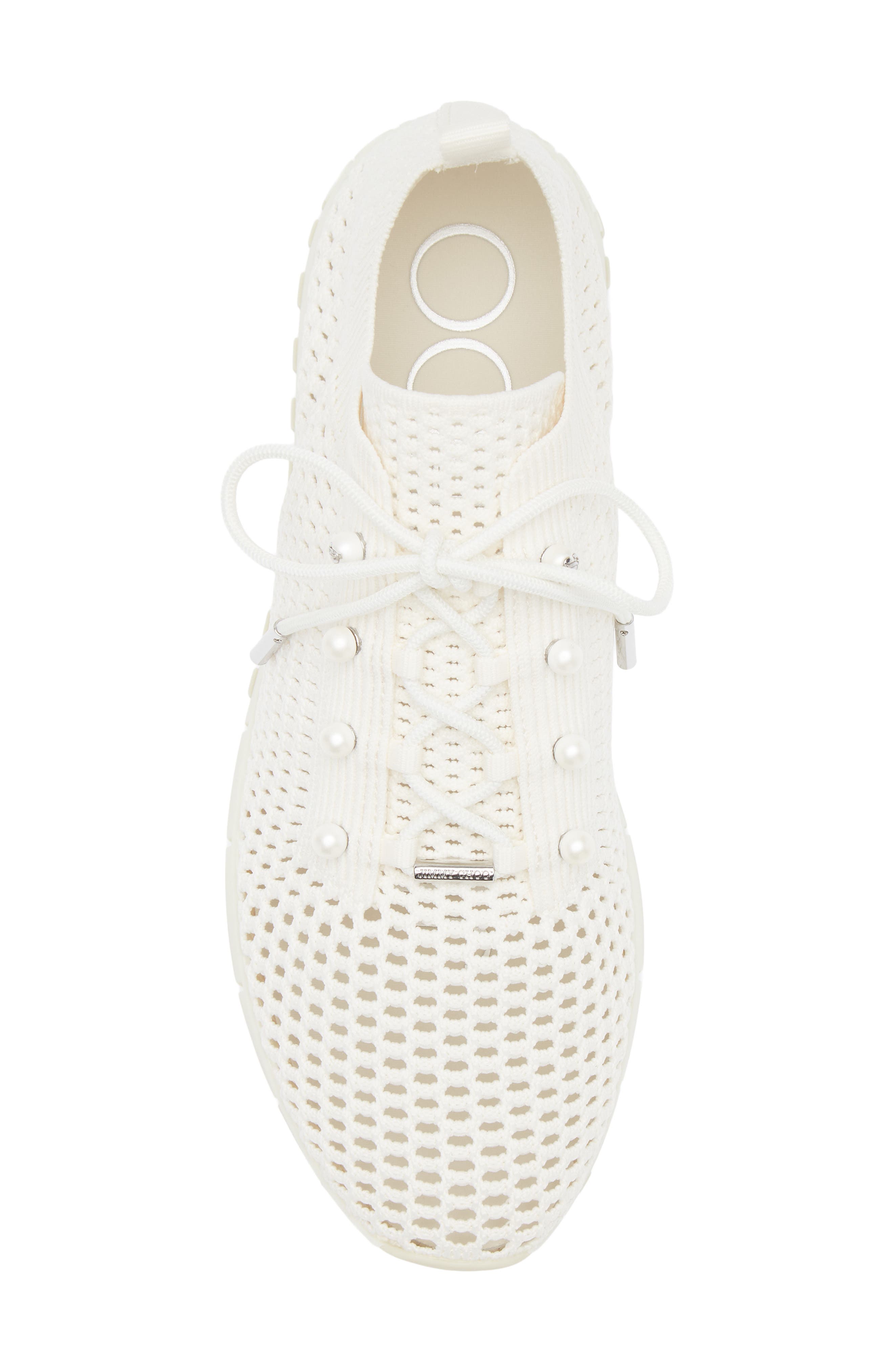 Veles Faux Pearl Knit Sneaker, Alternate, color, LATTE MIX