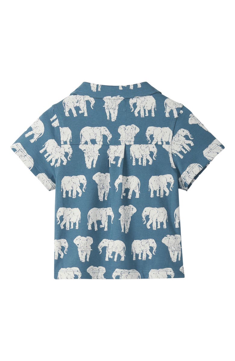 Hatley Kids' Elephant Print Knit Cotton Camp Shirt, Alternate, color, 