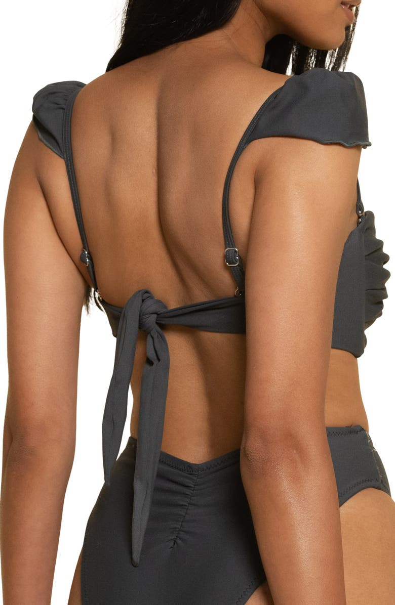 MONTCE Cabana Cap Sleeve Bikini Top, Alternate, color, Charcoal