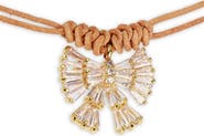 SAACHI Crystal Bow Leather Wrap Choker Necklace