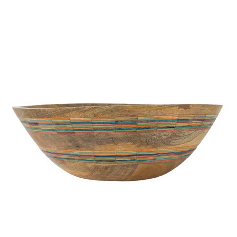 Striped Mango Wood Salad Bowl