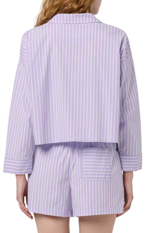 Florence By Mills Crop Pajama Top In Lavendar Stripe