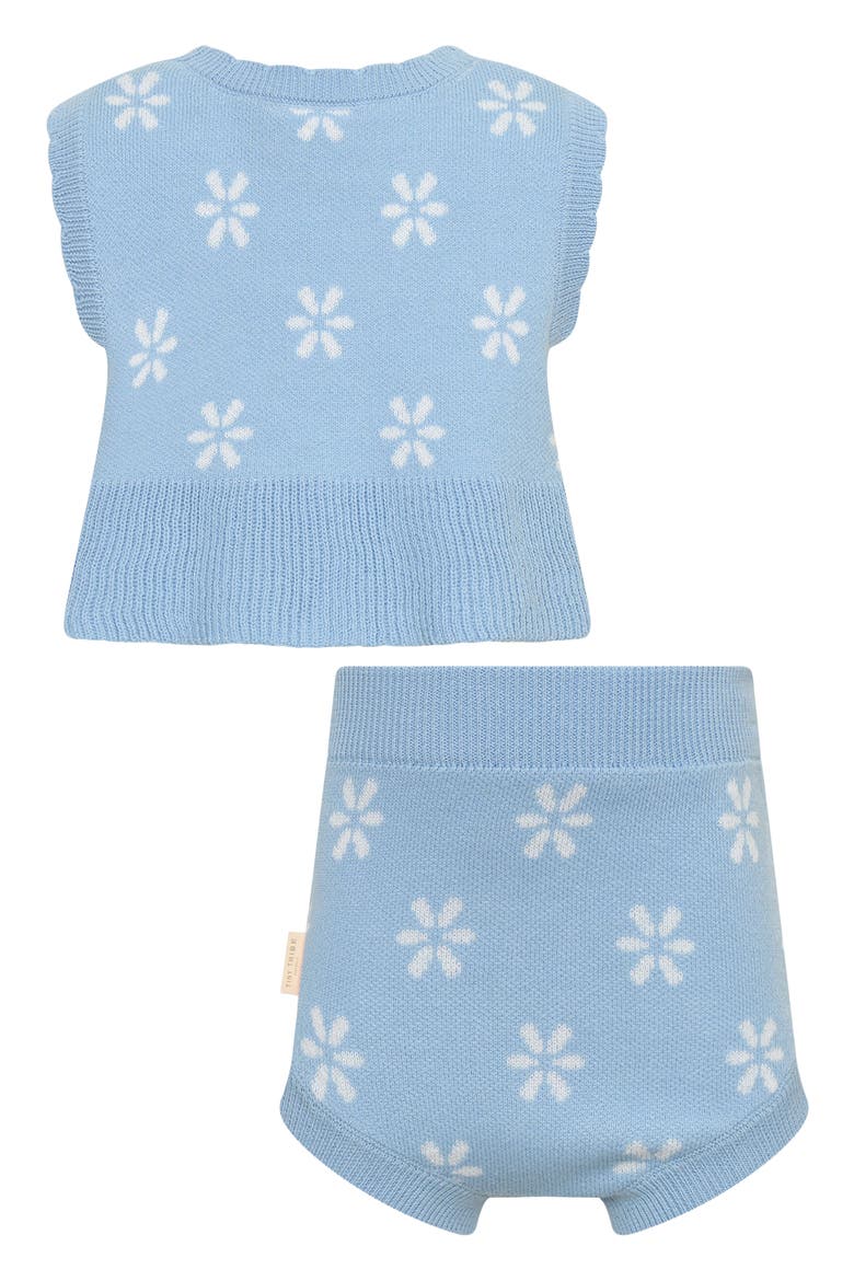Flower Knit Top & Shorts Set, Alternate, color, BLUE