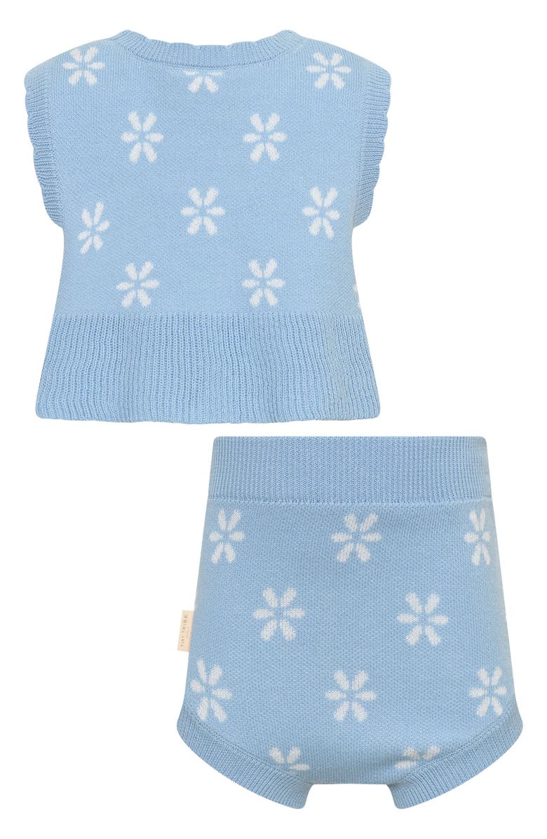 TINY TRIBE Flower Knit Top & Shorts Set, Alternate, color, Blue