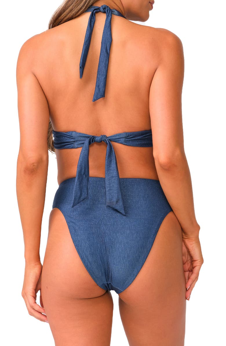 PQ SWIM Joyce Metallic Ruched Bikini Top, Alternate, color, Cosmic