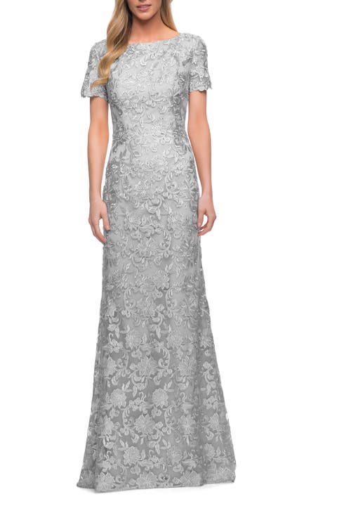 Beautiful Lace Mother of the Bride Dress with Short Sleeves