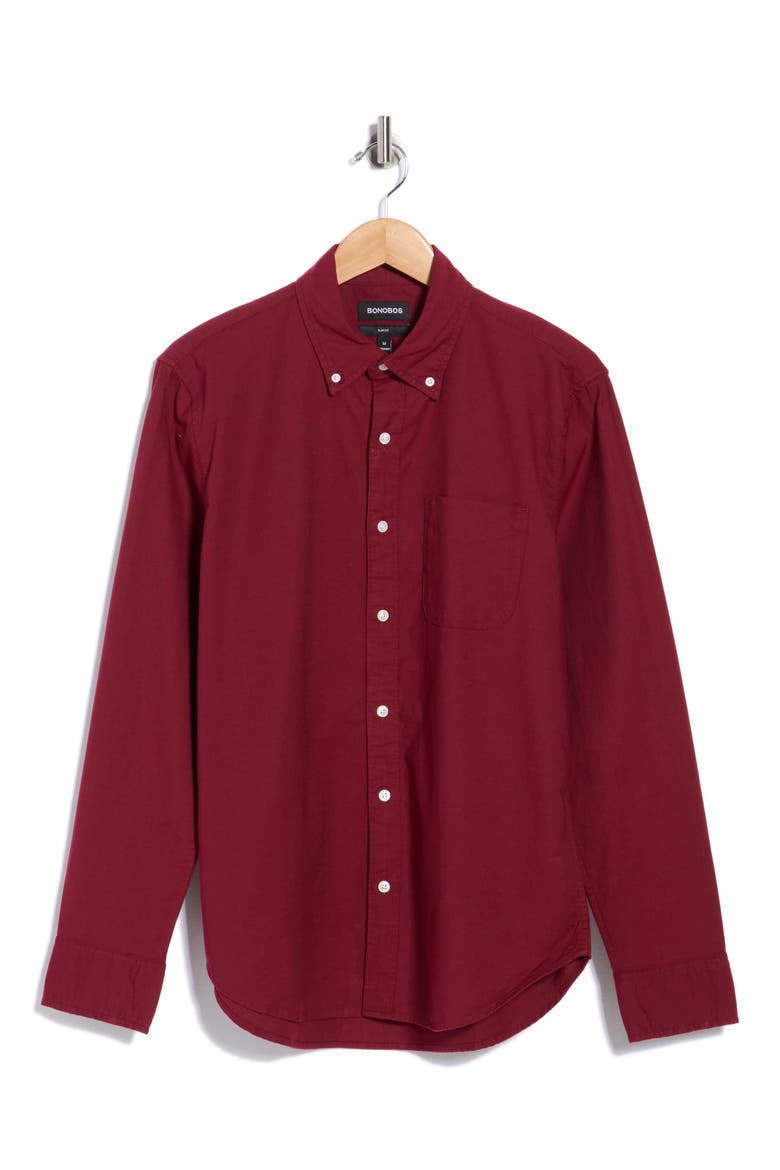 Oxford Slim Fit Stretch Cotton Button-Down Shirt, Main, color, SOLID OXFORD C116