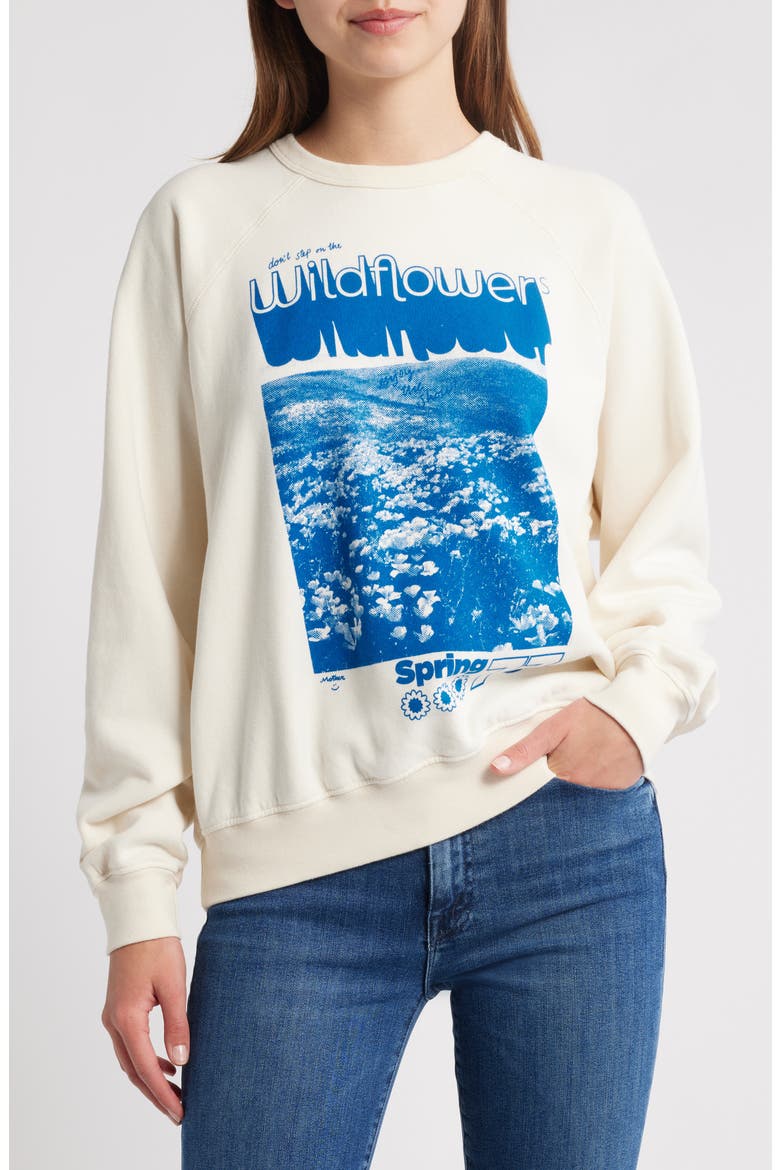 The Mother Graphic Sweatshirt, Main, color, CREAM WILDFLOWERS