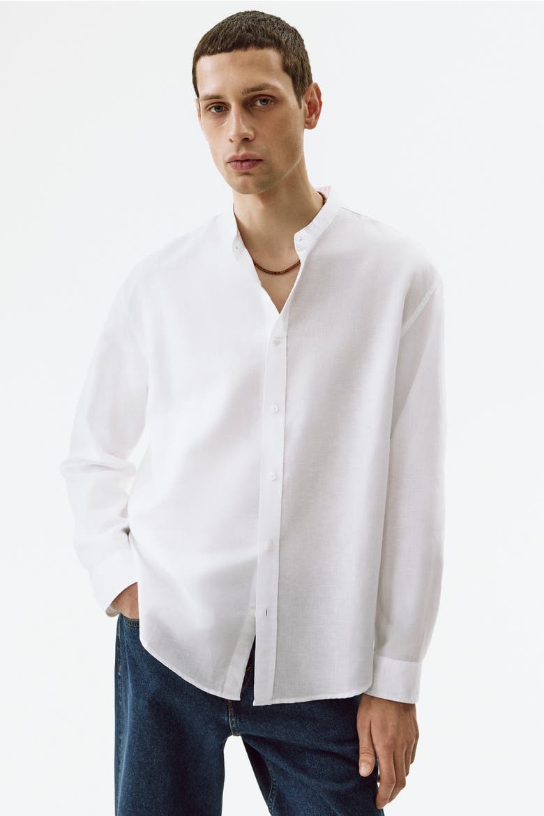 Relaxed Fit Linen-blend Shirt, Alternate, color, White