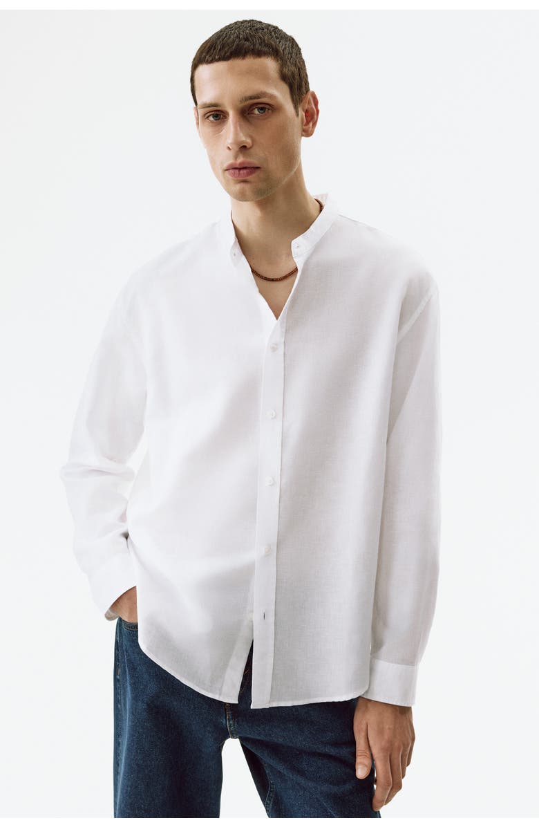 H&M Relaxed-fit linen-blend shirt, Alternate, color, White