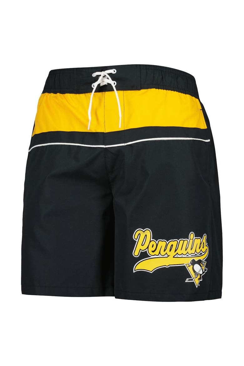 Men's Starter Black Pittsburgh Penguins Freestyle Volley Swim Shorts, Alternate, color, Black