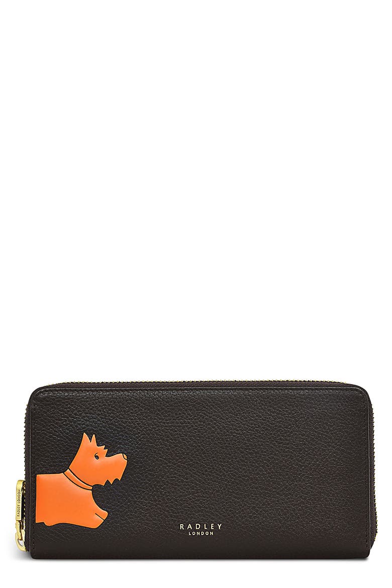 Scottie Stamp Bifold Leather Wallet, Main, color, DARK OAK