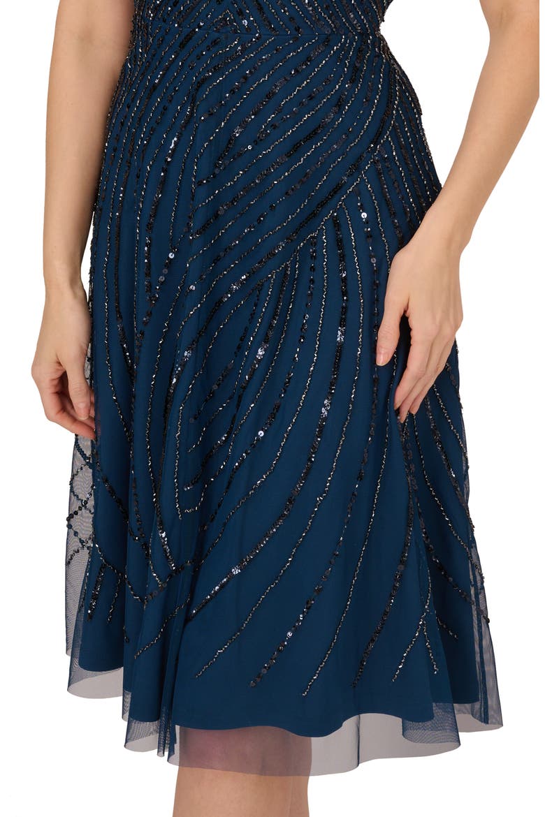 Beaded One-Shoulder Dress, Alternate, color, DEEP BLUE