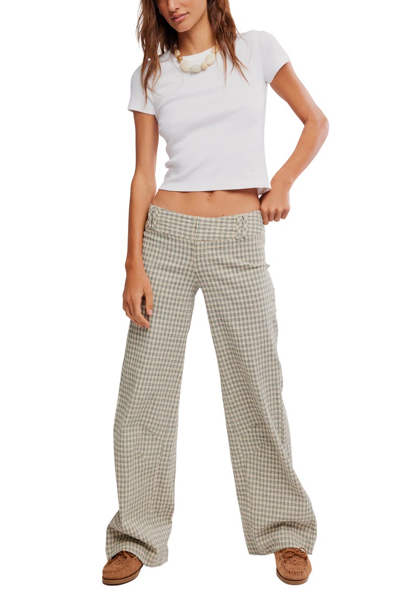 Free People Time Flies Windowpane Plaid Pants, Alternate, color, Neutral Combo