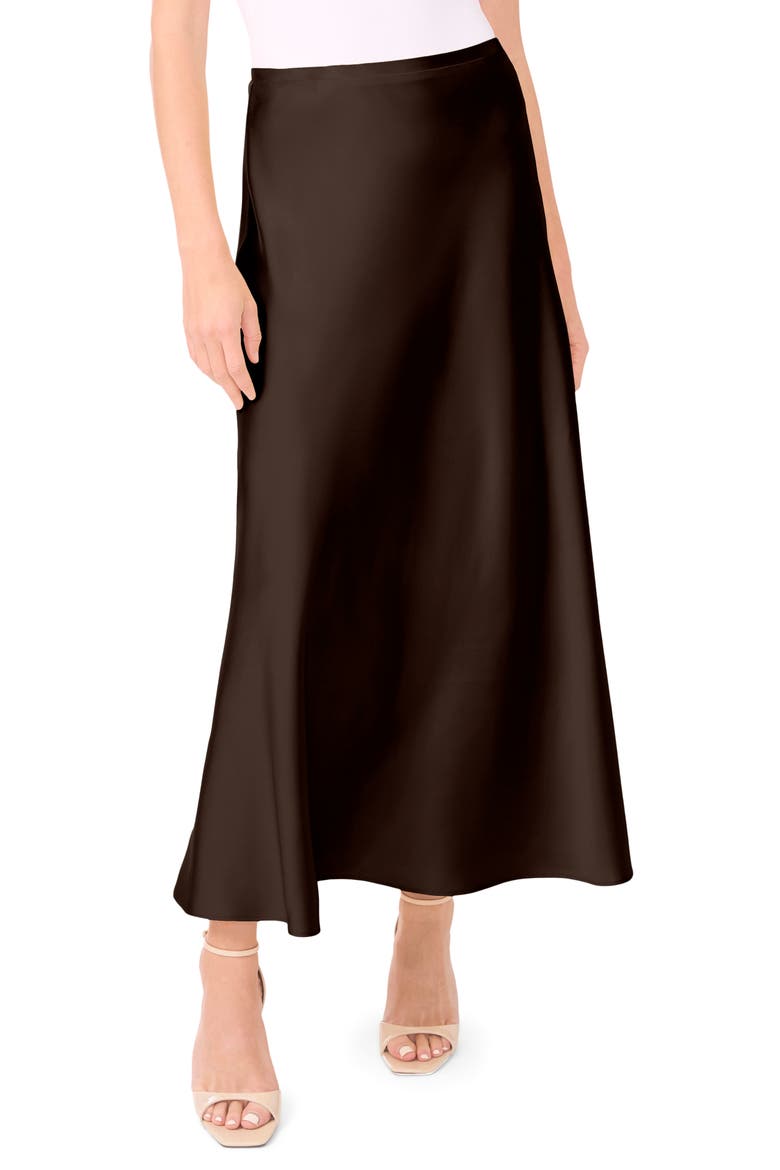 Bias Cut Maxi Skirt, Main, color, CHOCOLATE