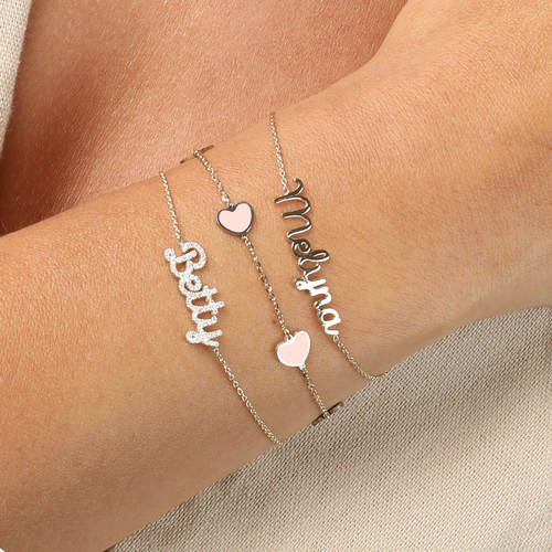 The Lovery Fine Jewelry Pink Pearl Heart Station Bracelet In Gold
