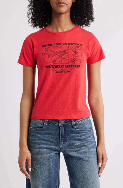 Houston Country Music Shop Cotton Graphic T-Shirt
