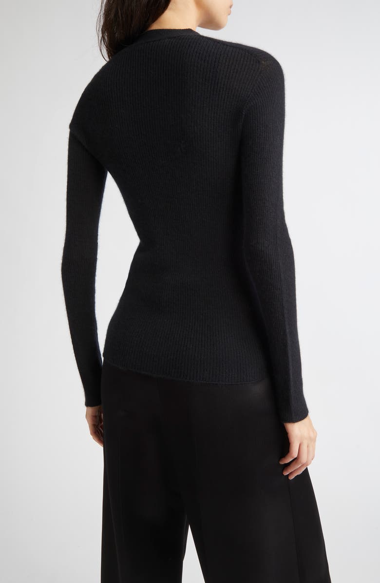 Johnstons of Elgin Superfine Cashmere Rib V-Neck Cardigan, Alternate, color, Black