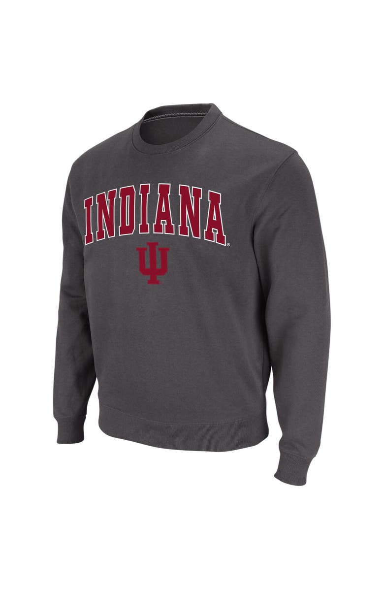 COLOSSEUM Men's Colosseum Charcoal Indiana Hoosiers Arch & Logo Crew Neck Sweatshirt, Alternate, color, Charcoal