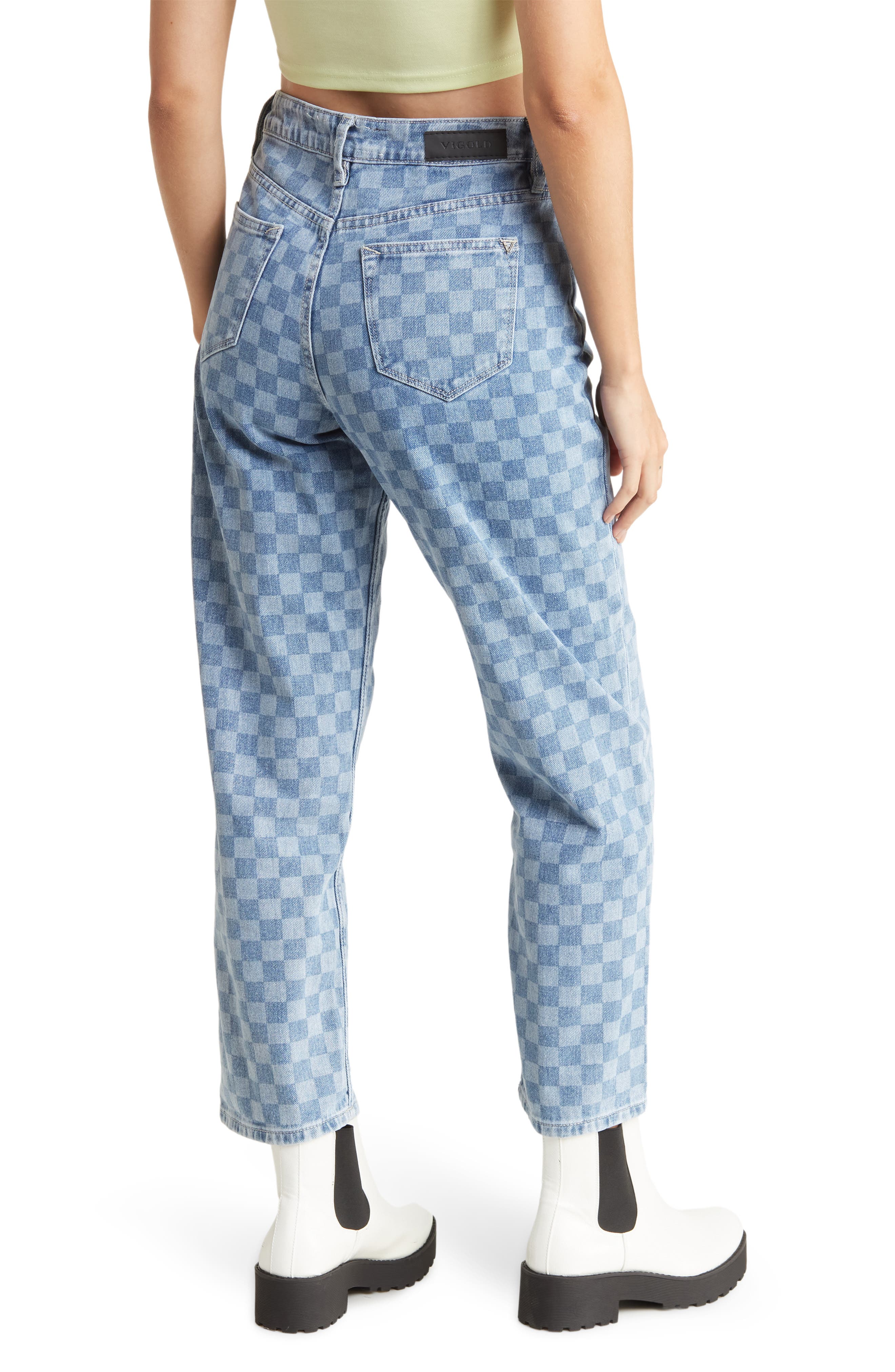 A V DENIM Checker Print High Rise Frankie Jeans (Women) | Nordstromrack