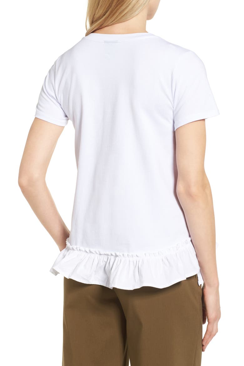 Poplin Ruffle Tee, Alternate, color, WHITE/ WHITE