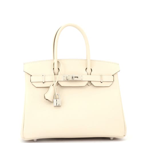 Pre-owned Hermes Hermes Birkin Handbag Light Epsom With Palladium Hardware 30 In White