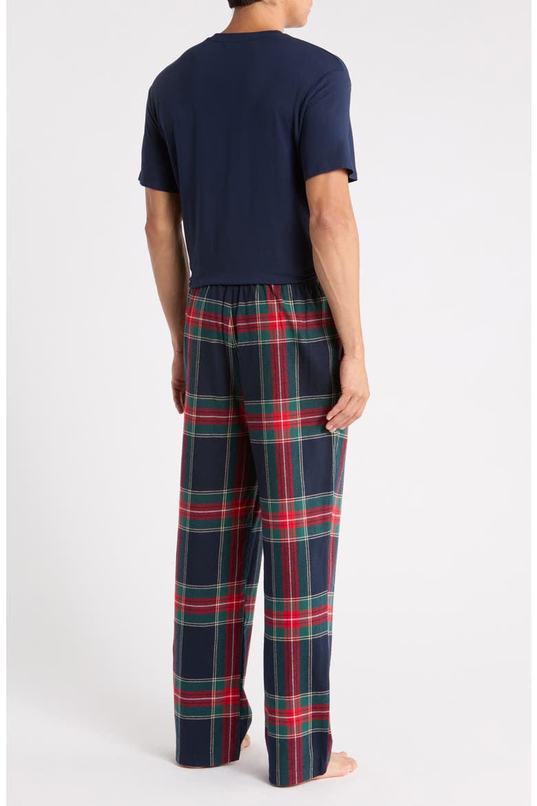 T-Shirt & Flannel Pajama Pants Set, Alternate, color, NAVY JACK PLAID
