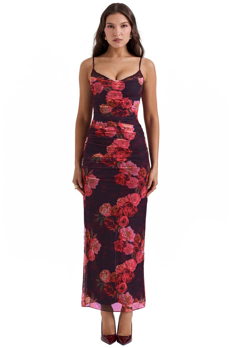 Nalini Mesh Corset Cocktail Dress, Alternate, color, FLOWER PRINT